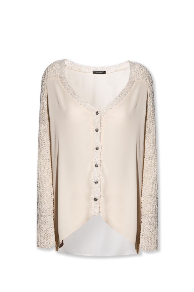 Chaqueta de punto y gasa rosa palo